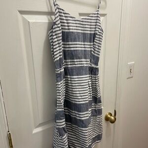 Old Navy Navy and White Striped Midi Dress